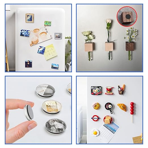 Towjug Adhesive Round Magnets for Crafts 1.2x0.08, 60 Pcs Flexible Sticky Magnetic Dots for DIY