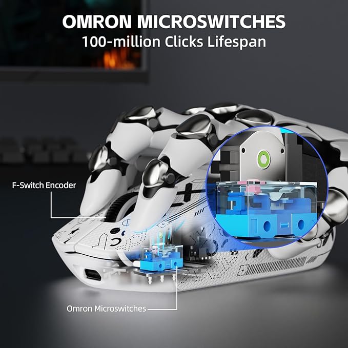ATTACK SHARK G3PRO Wireless Gaming Mouse with RGB Charging Dock,2.4G/USB-C Wired/BT PAW3311 Optical Sensor 1K Polling Rate Adjustable 25K DPI,500mAh Battery Ultra Lightweight 59g Mice (White&Griptape)
