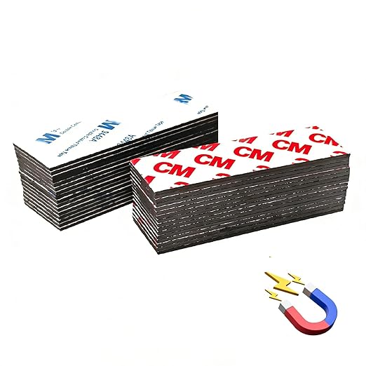 CHUNNIAO A+B Matched Magnetic Strips with Adhesive 2"x1"x0.04" (Pre-Cutting 96 Pcs),Adhesive Magnet to Magnets Stick Face to Face,Great for Bookmarks Craft
