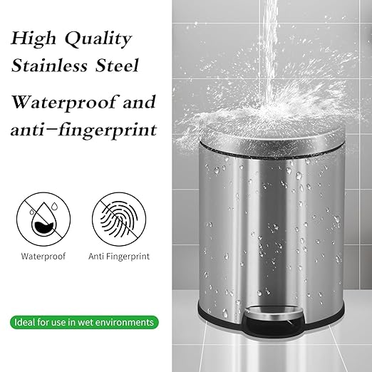 Bigacc Small Trash Can, Mini Stainless Steel 6 Liter/1.6 Gallon Bathroom Trash Can Step Garbage Can Round Trash can with Lid w/Removable Inner Bucket Waste Basket for Bathroom Kitchen Office