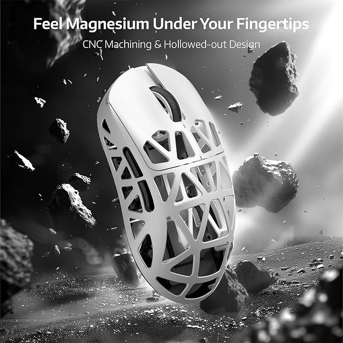 ZIYOU LANG x Attack Shark R2 Wireless Gaming Mouse, Superlight Magnesium Alloy, PAW3950 42000 DPI Optical Sensor, 8000Hz Polling Rate, 2.4G/BT/Wired Programmable Mice for Win Mac Gamer (White)
