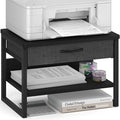 MARTY Printer Stand with Storage Drawer for Desk, 2-Tier Desktop Printer Stand Shelf Organzier for Home Office Printer Riser Under Desk Small Printer Table for Fax Machine Copier Scanner (Black)