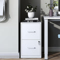 2 Drawer File Cabinet with Lock, Vertical Filing Cabinets for Home Office, Metal Storage Cabinet, Heavy Duty File Cabinet for Under Desk, Amsseble Required, White