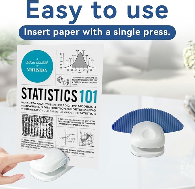 Paper Holder Stand for Desk, Paper Stand for Desk When Typing, Document Holder, Portable Copies Desktop Clamp for A4 Documents Office Typing Reading -Blue