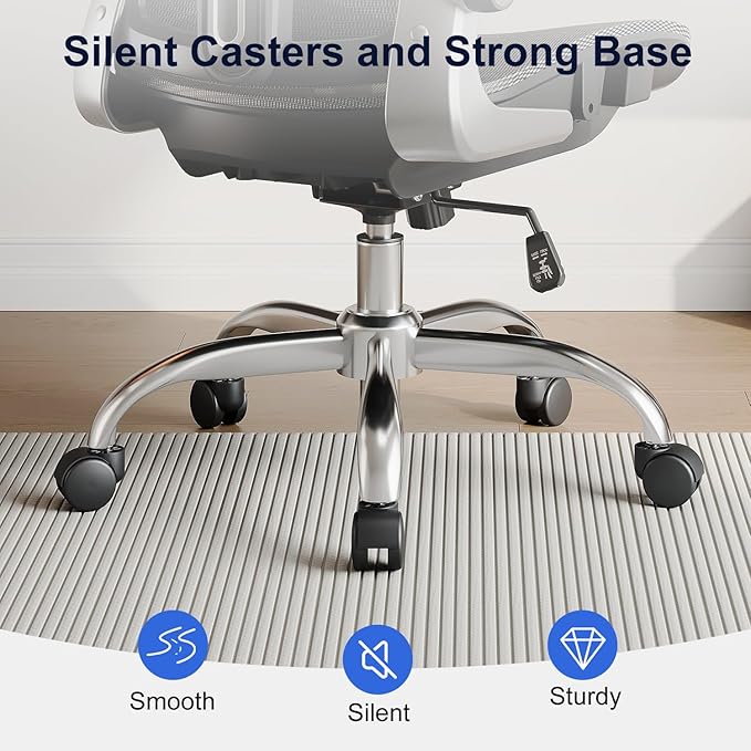 marrap Ergonomic Office Chair, Mesh Seat Cushion with 3D Armrests and 3D Headrest, Adjustable Lumbar Support with 90-120° Rocking Function, Black