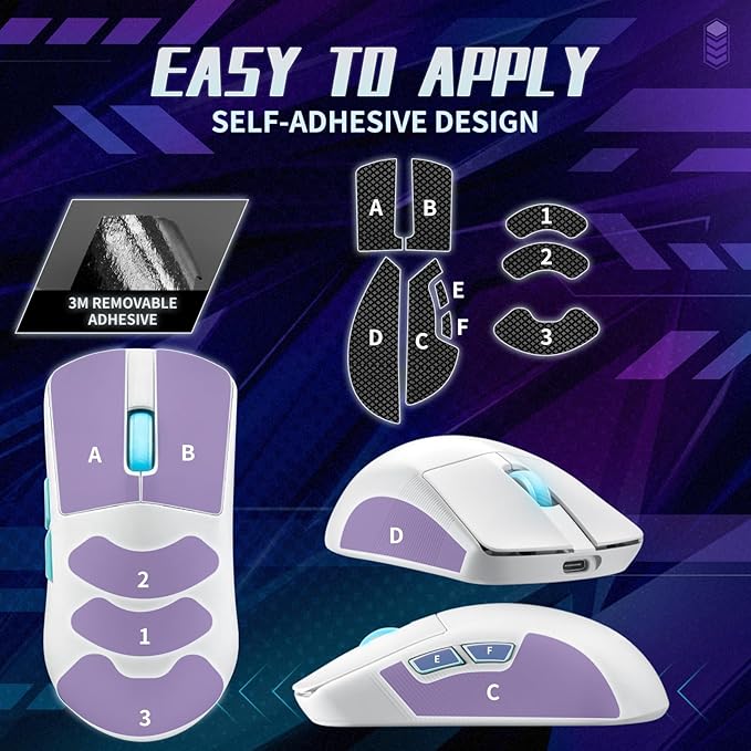 TALONGAMES Mouse Anti Slip Grip Tape Compatible with ROG Harpe Ace Gaming Mouse, Palm Sweat Absorption, Thin 0.5mm, Cut to Fit, Easy to Apply, Mouse Skin