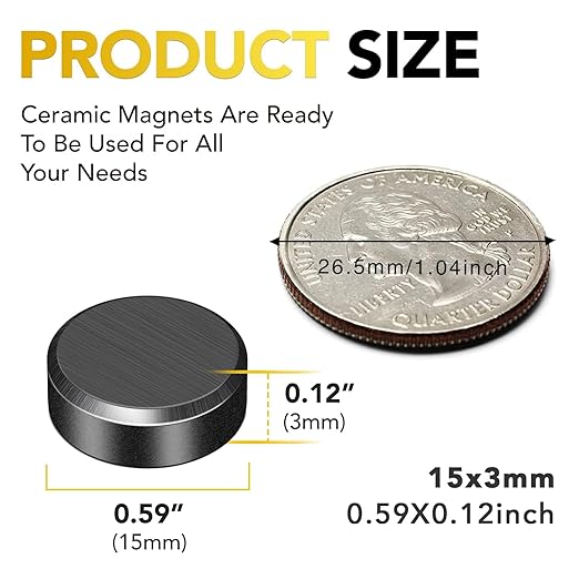 DIYMAG Strong Magnetic Adhesive Dots 140Pcs 0.6x0.12Inch Fridge Refrigerator Magnet for Crafts Whiteboard with Adhesives Backing Magnetic Small Black Button Ceramic Circle Round Heavy Duty
