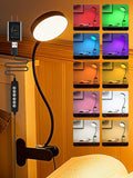 Clip on Light,10 Color RGB&Warm White Clip on Lamp + 10 Brightness Dimmable Desk Lamp, 500LM Bright Reading Light, Night Lamp, USB Adapter Desk Light for Bed/Headboard/Bedside