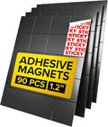 Hyper-Sticky Magnets with Adhesive Backing - 90pcs 1.2x0.08 Strong Magnetic Squares for Whiteboard Fridge - Easy-to-Cut Stickers for Planning and Organization - Teacher Must Have - Teacher Supplies