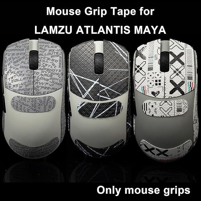 Grip Tape for Lamzu Atlantis Maya - Anti-Slip,Enhanced Control, Sweat Resistance,Improves FPS Gaming Grip & Mouse Protection [Pre-Cut] EVA White 0.5mm