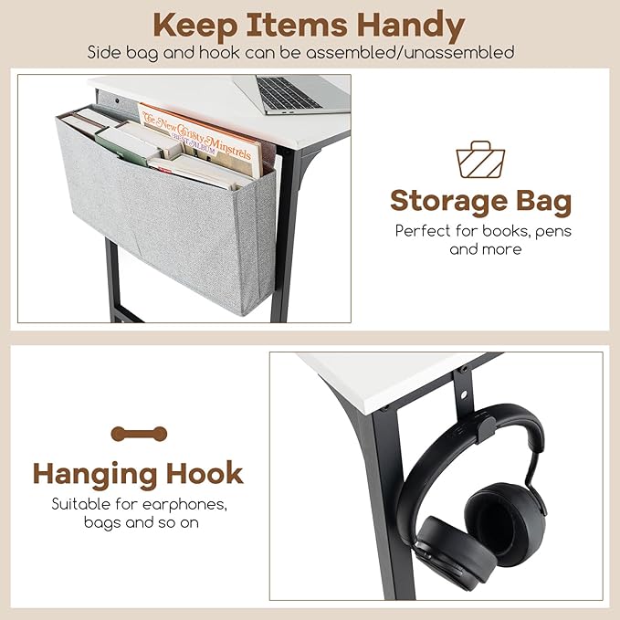 Tangkula 60" Conference Desk Set of 6, Modern Boardroom Desk with Storage Bag, Headphone Hook, Sturdy Metal Frame, Rectangular Seminar Table with Charging Station