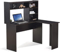 ivinta L Shaped Office Desk with Storage Shelves, 47.2" Modern Corner Computer Desk with Storage hutch for Gaming Writing Study Wrok, Small Home Office Table for Bedroom Living Room, 7194 (Dark Brown)