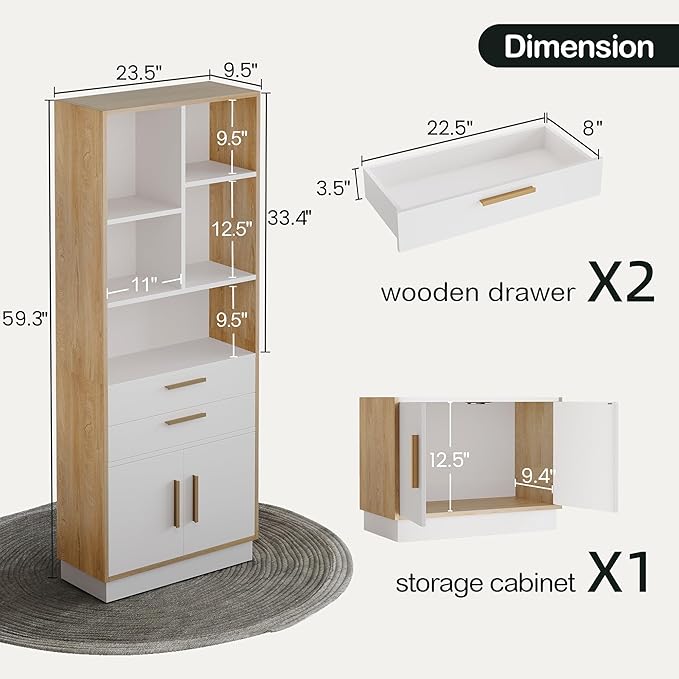 ModernMate Furniture Set, 67" Standing Desk with 59" Bookcase, L Shaped Electric Stand Up Desk with Bookshelf, Home Office Furniture Set, Light Walnut