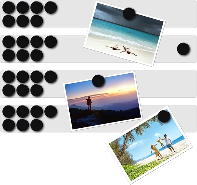 Lockways Magnetic Whiteboard Strip Set, 4 Pieces 2 x 15 Inch Bulletin Board bar, White Color,Adhesive Backing Memo Board for Office, Magnetic Calendar, Photos, Name Cards & Papers