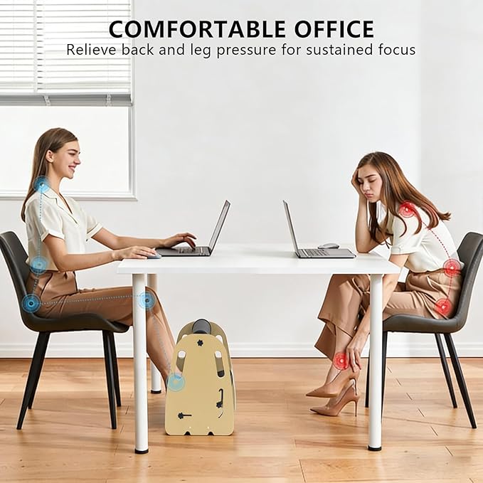 Double Layer Wooden Foot Stool for Under Desk, Foam Roller Top + Cushioned Bottom with Replaceable Massage Pad, Ergonomic Design, Suitable for Office, Home, Gaming, All Seasons Use(Purple)