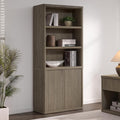 SICOTAS Book Shelf with Doors 71" Tall 6 Tier Bookshelf with Adjustable Shelves Fluted Booshelves & Bookcases Modern Book Case with Large Storage Display Cabinet for Living Room Home Office Bedroom