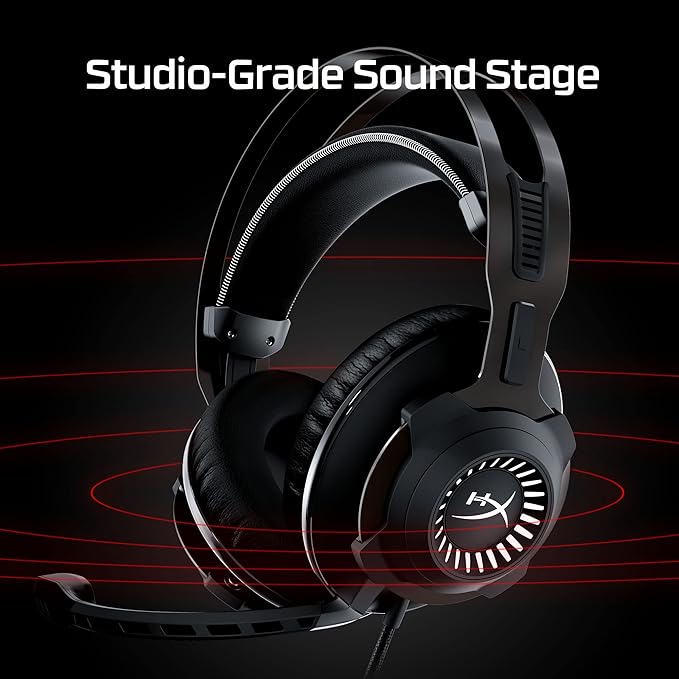 HyperX Cloud Revolver - Gaming Headset with HyperX 7.1 Surround Sound, Signature Memory Foam, Premium Leatherette, Steel Frame, Detachable Noise-Cancellation Microphone