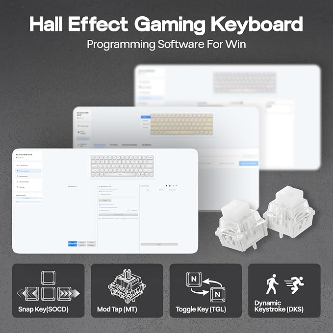 EPOMAKER Aula MINI60 HE Hall Effect Gaming Keyboard, 2.4GHz/BT, 8K Hz Polling, SOCD & DKS, Adjustable Actuation & Fast Trigger, PBT Keycap, 60% Wireless Mechanical Keyboard for Win/Mac (Standard)