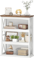 CHOEZON 4-Tier Bookcase, 42.9" Floor Standing Organizer Shelf, Corner Book Stand, Metal Frame, for Study, Bedroom, Living Room, White and Walnut TSJ01WL