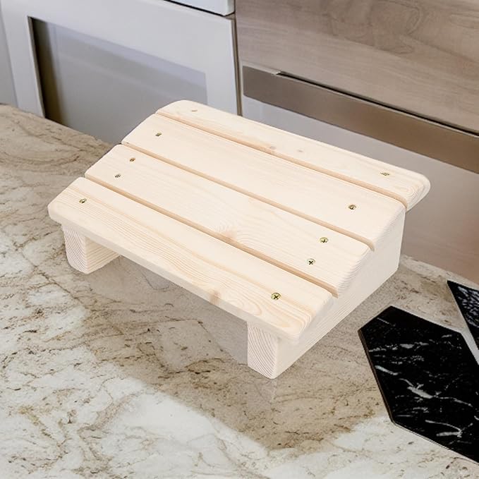 LUOZZY Wooden Foot Stool Rest Under Desk Slanted Foot Stool for House Office Foot Stool (11.79X8.25X4.32 Inch)