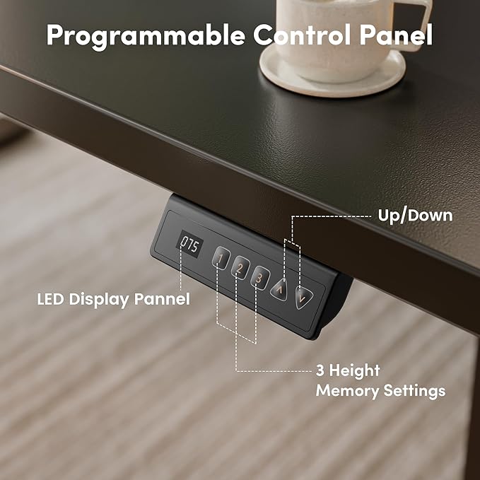 CubiCubi Electric Standing Desk Height Adjustable, 47.2 x 23.6 Inches Home Office Computer Desk, Sit to Stand Up with Memory Presets, Black