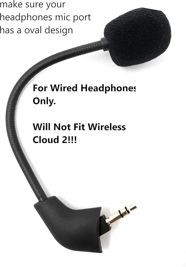 Replacement HyperX Game Mic 3.5mm Uncleligt Microphone Boom for Kingston HyperX Cloud X, Cloud 2 II, Cloud Core, and Cloud Pro Silver Gaming Headset, not for 2022 Cloud 2