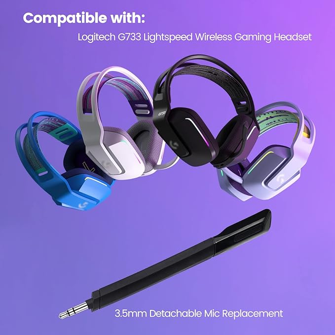 weishan G733 Mic Replacement for Logitech G733 Lightspeed Wireless Gaming Headset, 3.5mm Detachable Noise Cancelling Microphone for PC, Xbox One, PS4, PS5