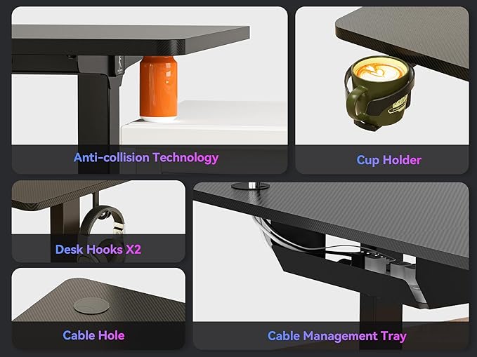 WALKINGDESK 63x55 Inches Reversible L Shaped Standing Desk, Height Adjustable With Cup Holder, Electric Corner Computer Workstation, Sit Stand up Home Office, Ergonomic Gaming, Black