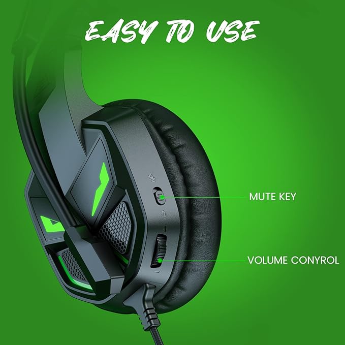 EKSA Fenrir S Gaming Headset for Xbox Series X/S, Xbox One, PS5, PS4, PC, Switch - Noise Cancelling Microphone, Comfortable Ear Pads, 50 mm Drivers, RGB Light, One Key Control - Birthday Gift