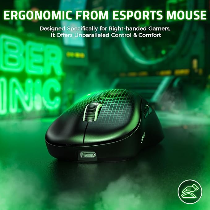 ZIYOU LANG × HXSJ T700 Wireless Gaming Mouse,Adjustable 10K DPI 1K Optical Sensor,2.4G/BT/USB-C Rechargeable 6 Programmed Buttons,56g Lightweight Right-Handed Ergonomic Computer Mice for PC/Mac-Black