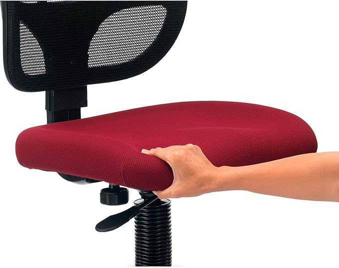 Global Industrial Armless Mesh Drafting Stool, Fabric, Red, Mid Back