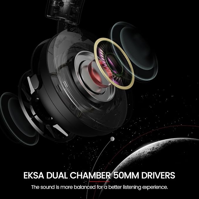 EKSA Gaming Headset with Microphone for PS5 PS4 PC Switch, Over-Ear Headphones with Detachable Noise Cancelling Mic, 50 mm Drivers,3D Stereo Surround Sound, Wired Gaming Headphones-Gift