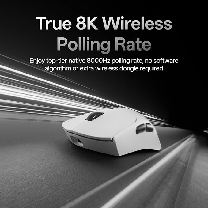 Rapoo VT7 MAX Wireless Gaming Mouse, True 8K Wireless Polling Rate, 53g Lightweight, Up to 750 Hr Battery, Nordic nRF54L15 MCU, 120-Million Optical Switch, 10 Programmable Buttons, Macro Enabled