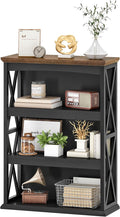 CHOEZON 4-Tier Bookcase, 42.9" Floor Standing Organizer Shelf, Corner Book Stand, Metal Frame, for Study, Bedroom, Living Room, Black and Walnut TSJ01BL
