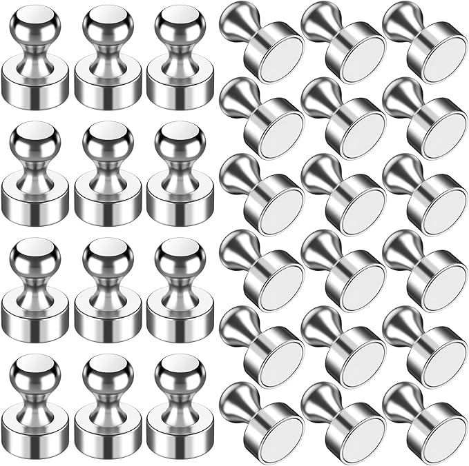 30 Pcs Fridge Magnets, Refrigerator Magnets, Small Strong Magnets, Whiteboard Magnets for Fridge, Magnetic Push Pins for Locker, Kitchen Decor and Accessories, Office, Classroom Organization