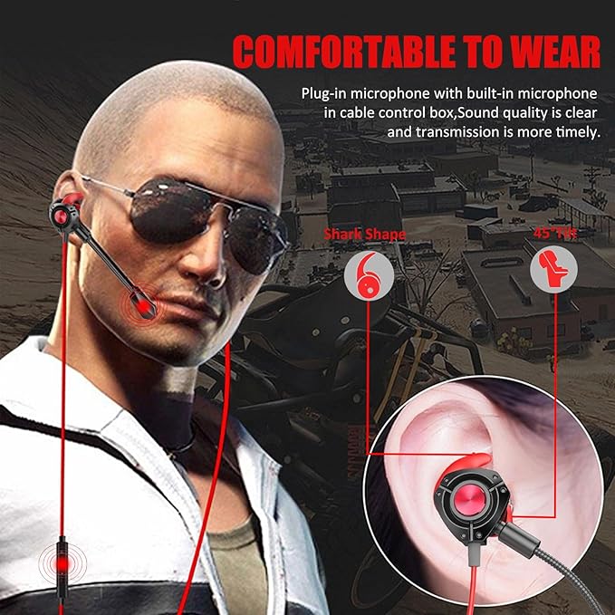 Gaming Headset with Microphone Wired Gaming Earbuds PC for PS4 PS5 One PlayStation 5 Games Mobile Phone,Detachable Stereo Bass Earphones Noise Cancelling Gaming Headphones with Mic Black