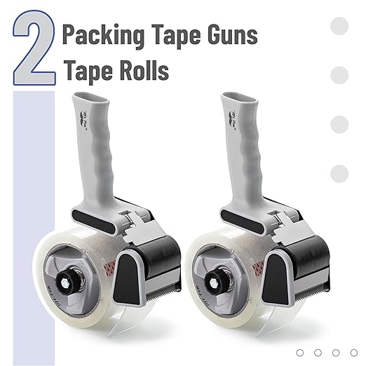 Mr. Pen- Heavy Duty Packing Tape Dispenser Gun, 2 Inch, 2 Pack with 2 Clear Tape Rolls, Handheld Tape Gun for Moving, Shipping, Sealing Boxes & Packaging