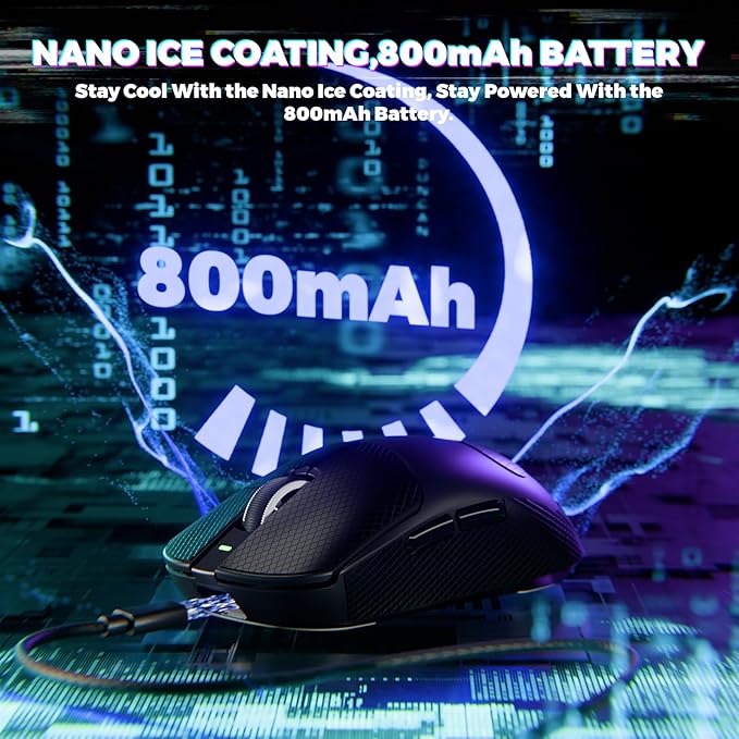 ATTACK SHARK X8 Ultimate Wireless Gaming Mouse,55g Ultra-Lightweight BT/2.4GHz Wireless/Wired Mouse,8K Polling Rate,PixArt PAW3950MAX Sensor,42000 DPI,Tape,800mAh Battery,Gamer Mice for PC/Mac(Black)