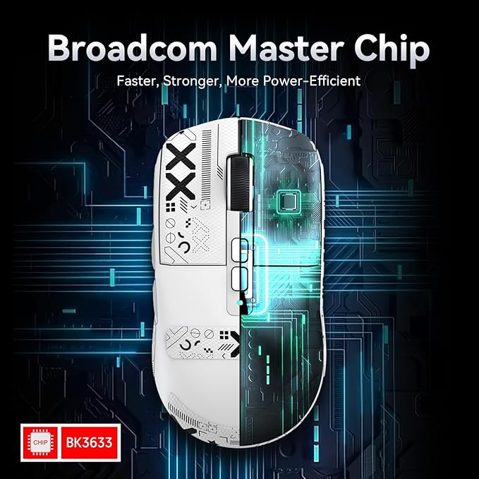 ATTACK SHARK X6 Lightweight Wireless Gaming Mouse with RGB Backlight Charging Base,Tri-Mode Wired/2.4GHz/BT5.2,26K DPI, PAW3395 Optical Sensor,HUANO Switch,5programmable Buttons,PC/Mac(White+Sticker)