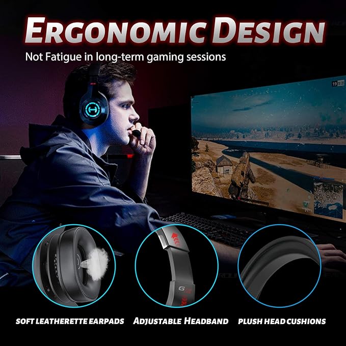 Edifier G2II Gaming Headset for PC PS4 USB Wired Gaming Headphones with 7.1 Surround Sound with Noise Canceling Microphone and RGB Light 50mm Driver Compatible with Mac Desktop PC Black