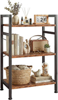 3 Tier Bookshelf, Free Standing Wooden Bookcase with Open Storage Shelves with Metal Frame, Sturdy Shelf Organization Display Rack for Living Room, Bedroom, Home Office, 27.6" Tall, Brown