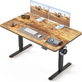 BANTI 55 × 28 Inches Standing Desk, Ergonomic, Electric Height Adjustable, Sit and Stand Up, Computer Desk with a Deeper Desktop, Black Frame/Rustic Brown Top