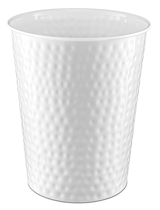 Monarch Abode Hand Hammered Metal Desk Wastebasket – White