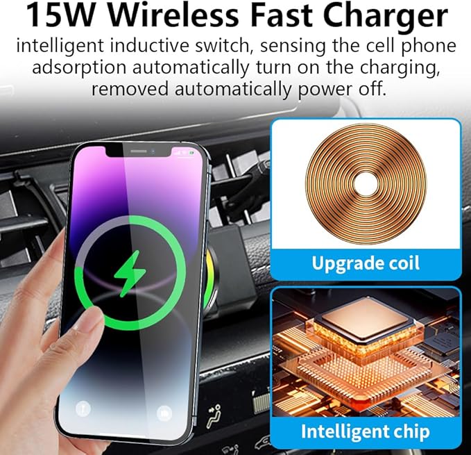 Car Magnetic Phone Mount for 2019-2025 Toyota RAV4 XLE Premium Adventure TRD Off-Road Limited & RAV4 Hybrid XSE Limited,RAV 4 Prime XSE Auto Accessories Fast 15W Wireless Charger Holder