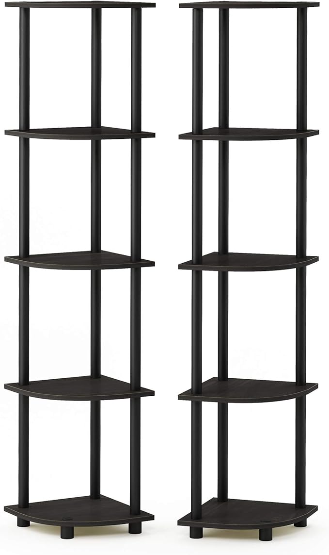 Furinno Wire 3-Tier Industrial Style Metal Frame Bookcase, Display Shelf, 35 Wide, Finn Oak