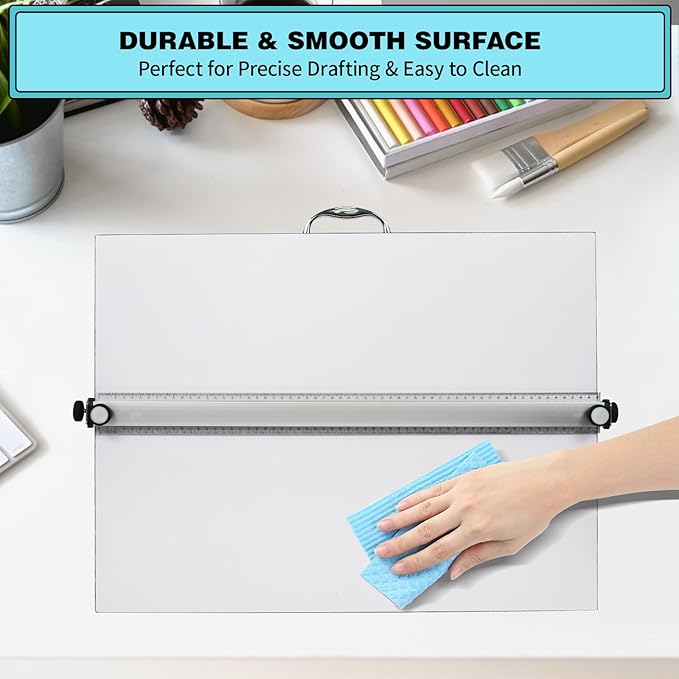Portable Drafting Board, 18"X24" Professional Architecture Drafting Board, Tabletop Drawing Board with Ruler & Parallel Bar, Drafting Tools for Architects, Artists, Engineers, and Designers