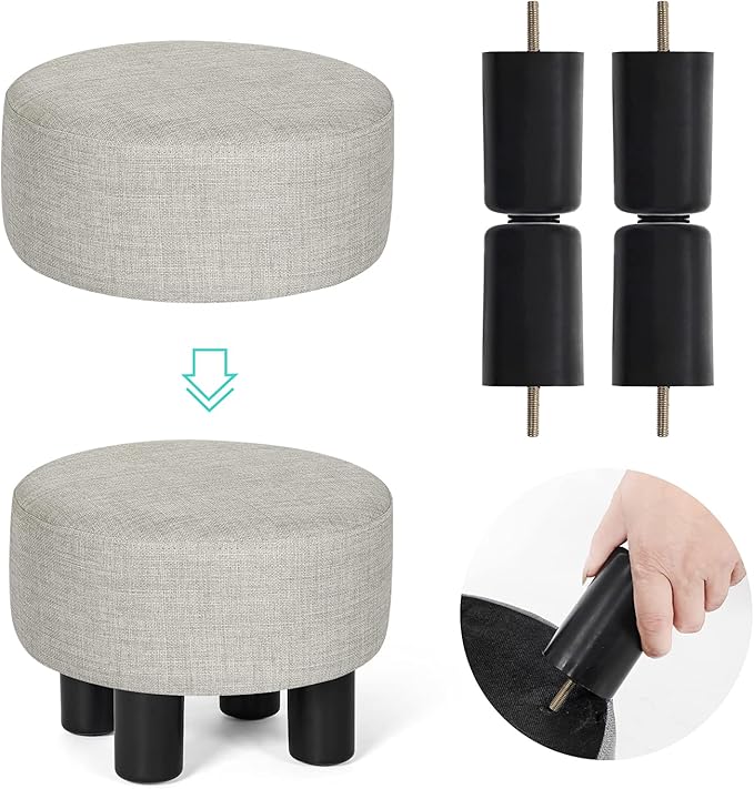 Joveco 12.4" Foot Rest for Under Desk Round Stool for Home and Office (Light Grey)