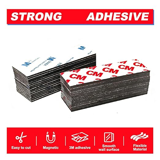 CHUNNIAO A+B Matched Magnetic Strips with Adhesive 2"x1"x0.04" (Pre-Cutting 96 Pcs),Adhesive Magnet to Magnets Stick Face to Face,Great for Bookmarks Craft