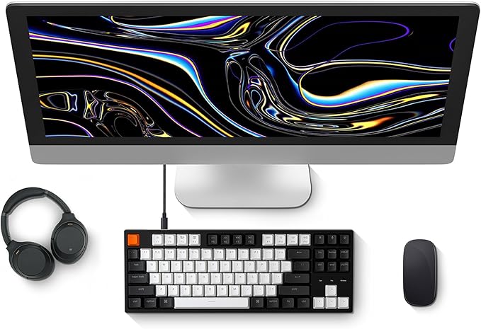 Keychron C1 Mac Layout Wired Mechanical Keyboard, Gateron G Pro Blue Switch, Tenkeyless 87 Keys ABS keycaps Computer Keyboard for Windows PC Laptop, White Backlight, USB-C Type-C Cable