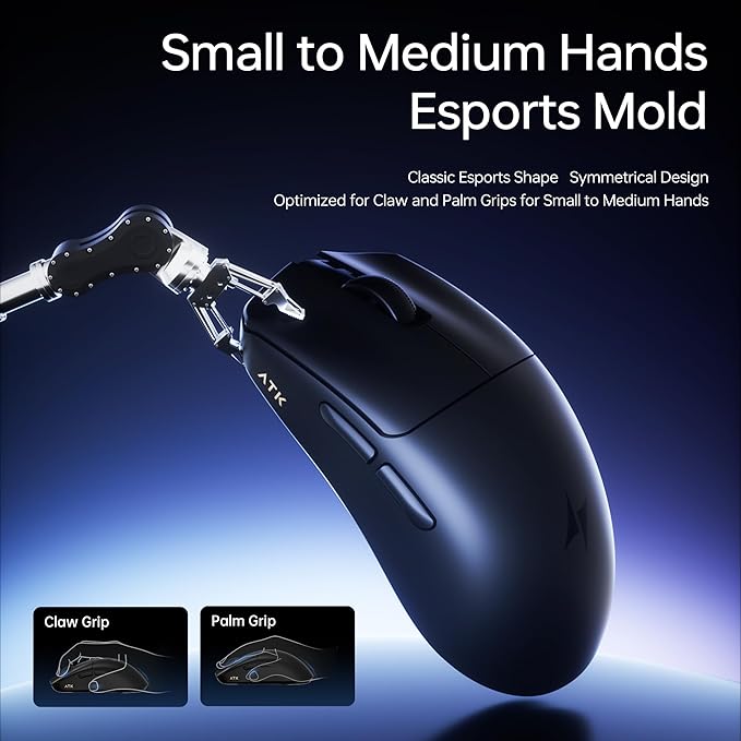 ATK Blazing Sky F1 V2 Wireless Gaming Mouse, 38 g, PAW3950 Ultra Sensor, Nordic 54L20 MCU, Optical Switches, Dual 8K, Dual-Mode 2.4G/Wired, 200H Battery (Extreme, Coral Pink)